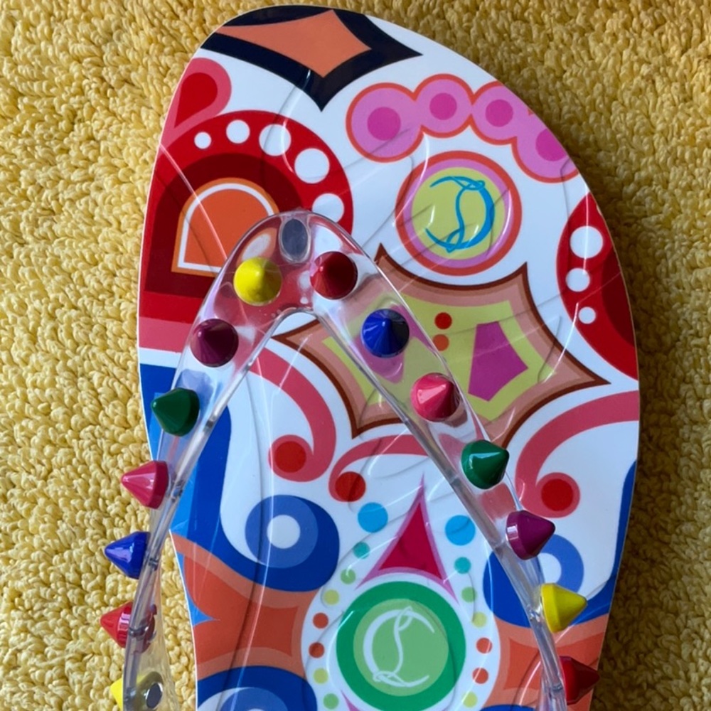 💚❤️ CHRISTIAN LOUBOUTIN LOUBI FLIP SPIKES DONNA - Picture 14 of 16